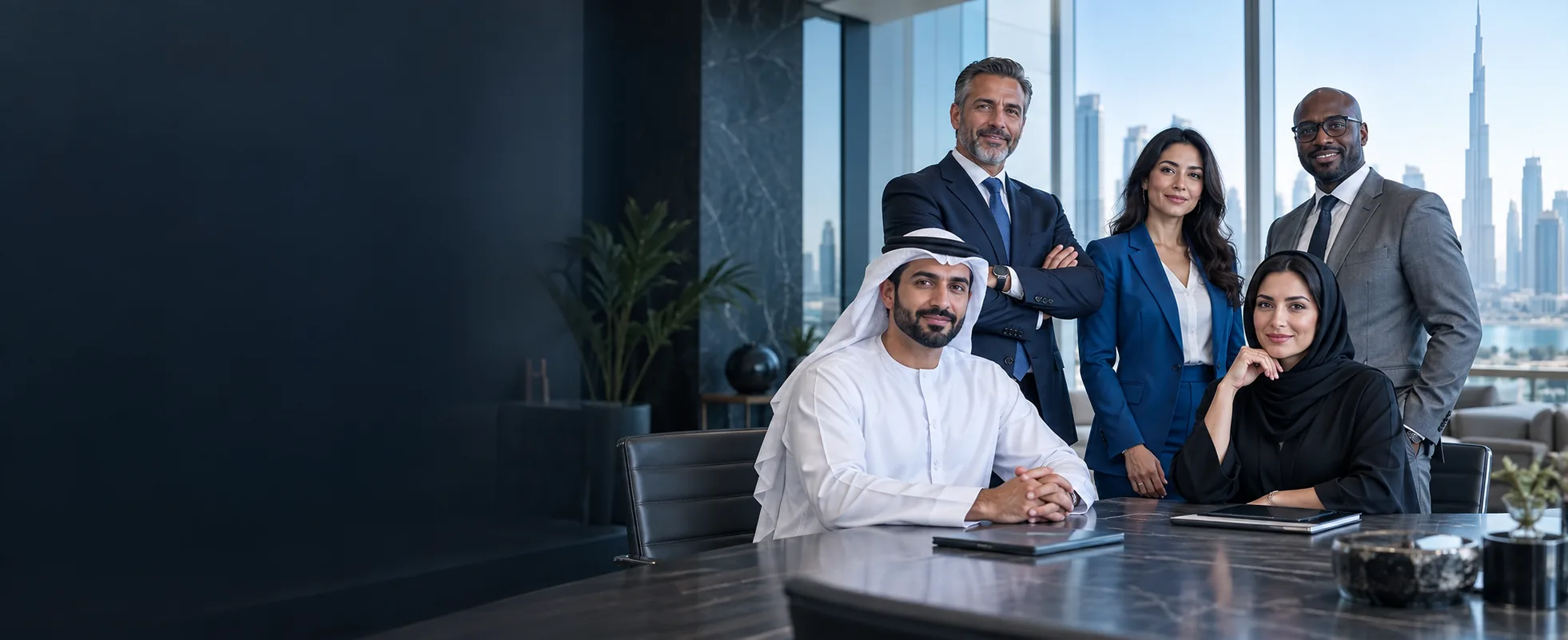 GRAF Consultancy leadership team in a contemporary Dubai office