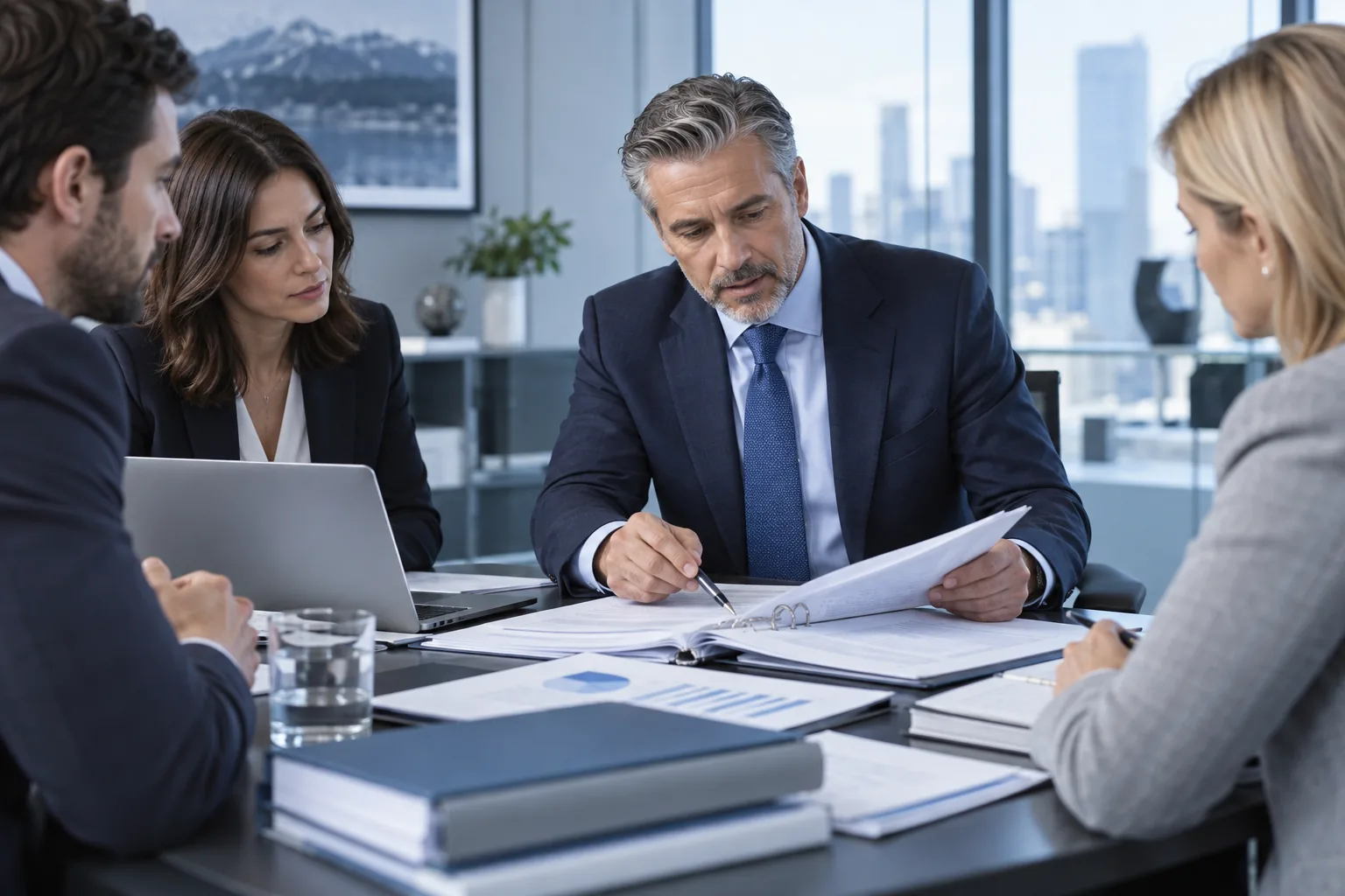 Audit consultant reviewing insurance governance with a client