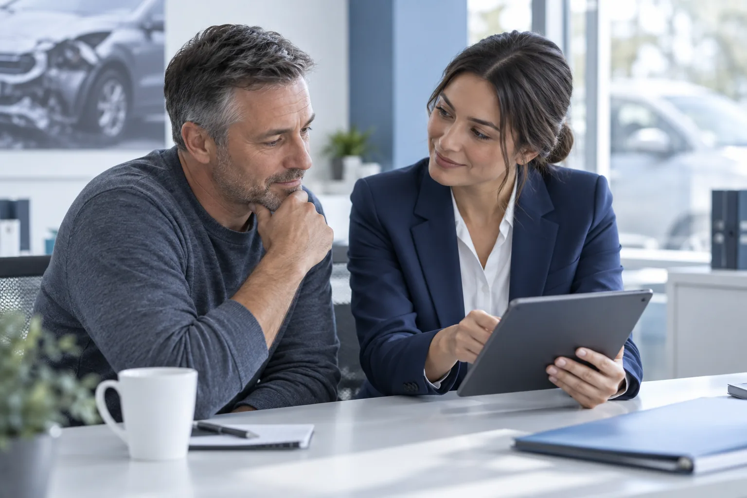 Claims specialist supporting a client through the claims process