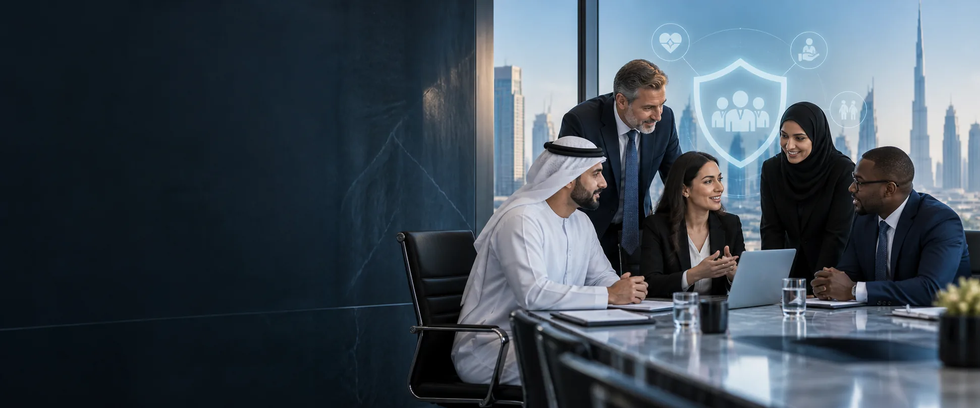 Employee benefits consultants meeting with organizational leaders