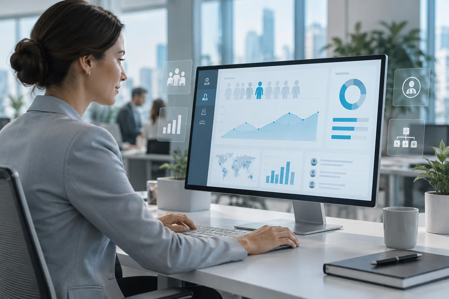 HR specialist using workforce analytics technology