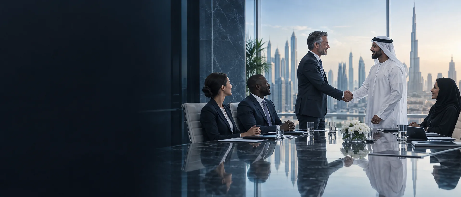 Senior business partners forming a strategic alliance