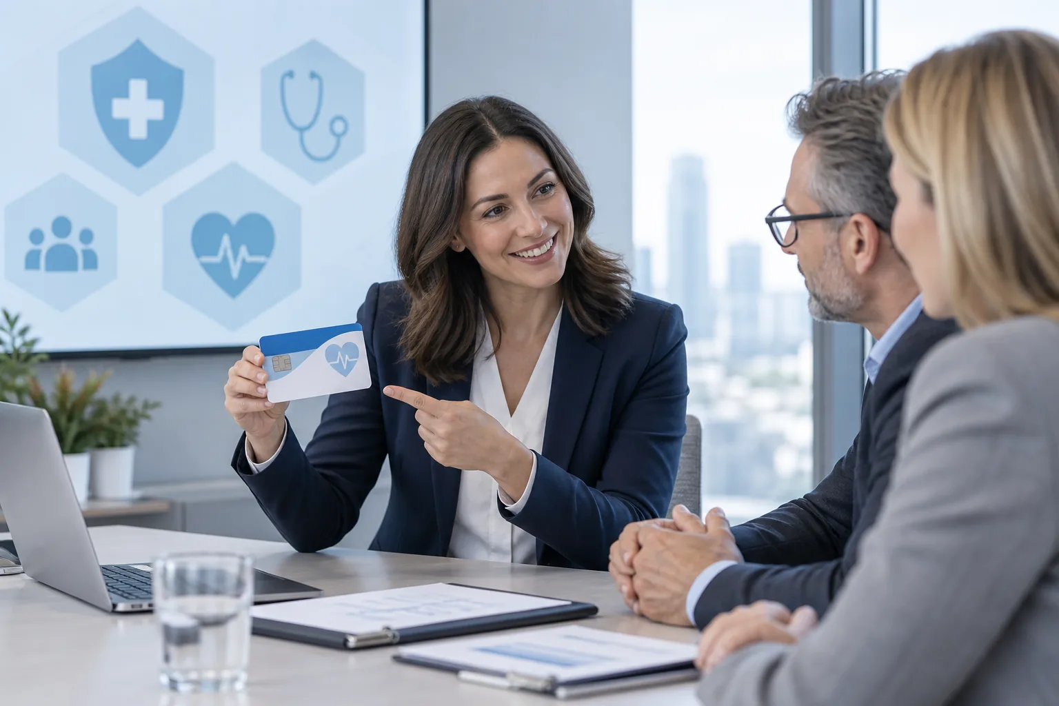 Benefits advisor discussing employee medical risk protection