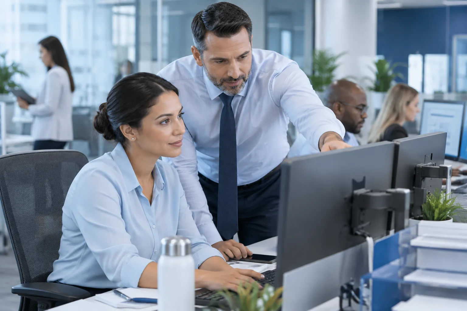 Benefits administration specialists coordinating employee cases