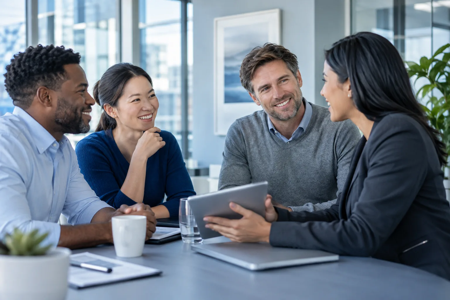 Employees discussing flexible voluntary benefits with an advisor